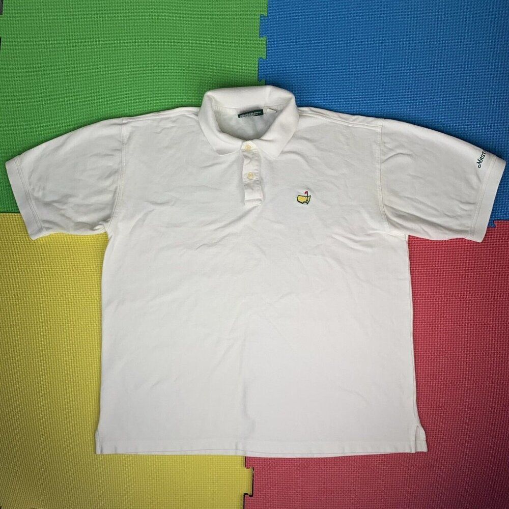 Master Collection Men’s Size XL 60's Two Ply Mercerized White Polo Shirt W/ Logo